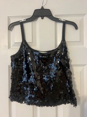 Wayf Black Sequin Cami Top